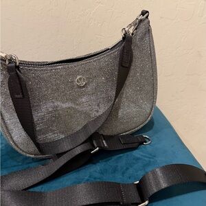 Lululemon Athletica Silver and Black Shoulder Bag